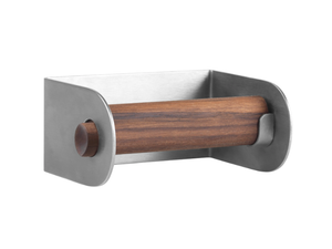 DOWEL - Stainless steel and wood toilet roll holder _ Kristina Dam Studio